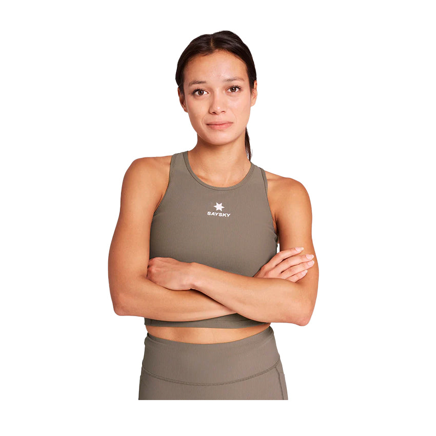Womens Combat Rib Crop Top - Taupe – Basalto