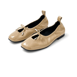 Rosalind Patent Beige Leather Ballet Flats
