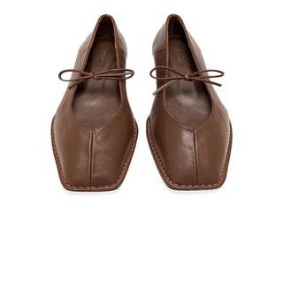 Sway Chestnut Brown Leather Ballet Flats