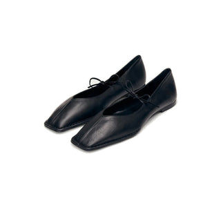 Sway Black Leather Ballet Flats