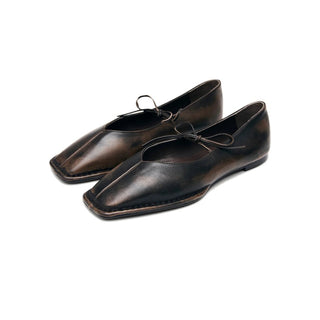 Sway Vintage Effect Brown Leather Ballet Flats