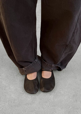 Naira Barefoot Vintage Effect Brown Leather Ballet Flats