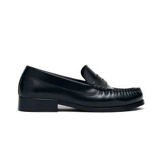 Rivet Black Leather Loafers