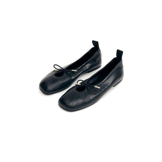 Rosalind Black Leather Ballet Flats