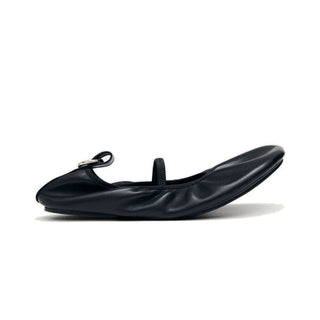 Naira Barefoot Black Leather Ballet Flats