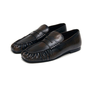Aven Vintage Effect Brown Leather Loafers