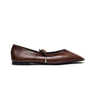 Sway Beads Rift Brown Leather Ballet Flats