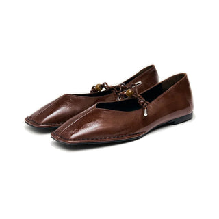 Sway Beads Rift Brown Leather Ballet Flats